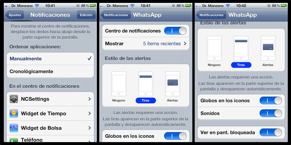 Configuración de notificaciones de iPhone