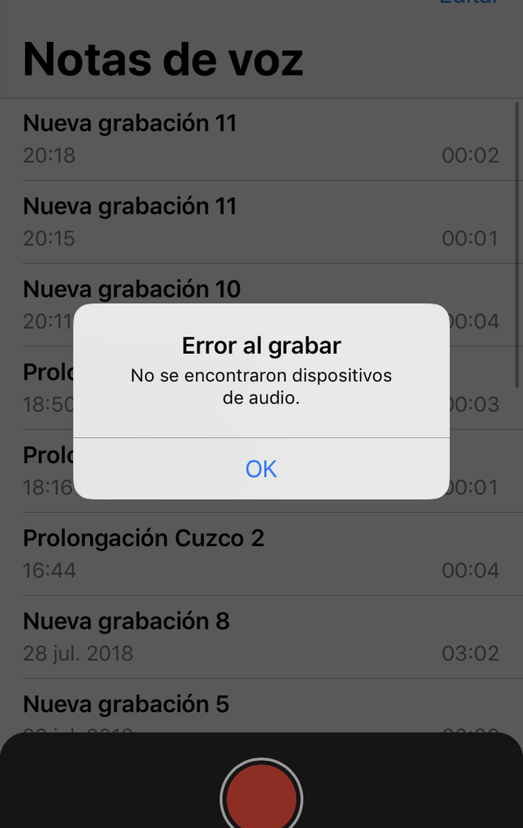 Error audio iPhone