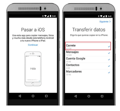 Transferir datos de Android a iOS